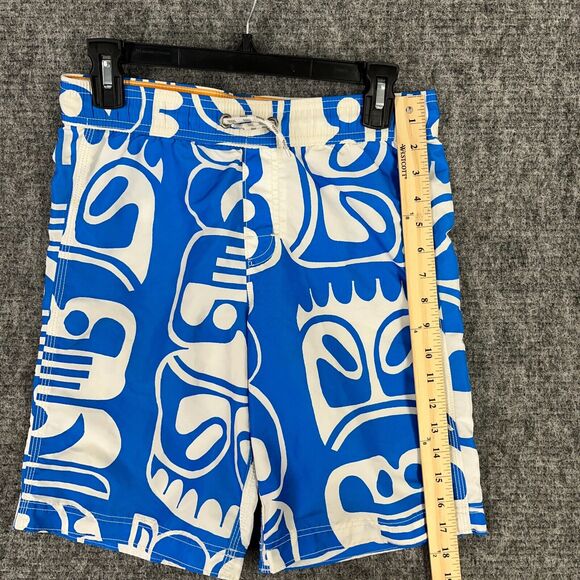 Lands End Shorts Boys Medium Blue Trunks Bottoms Swimwear Drawstring Hawaiian - Picture 4 of 9